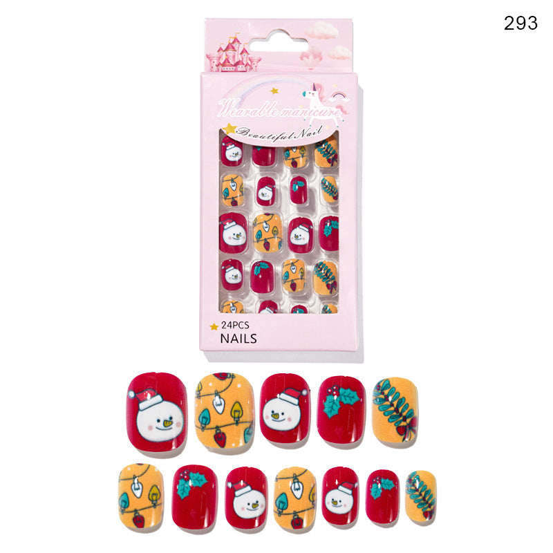 Christmas Cute Children Nails 24 Pieces Wearable