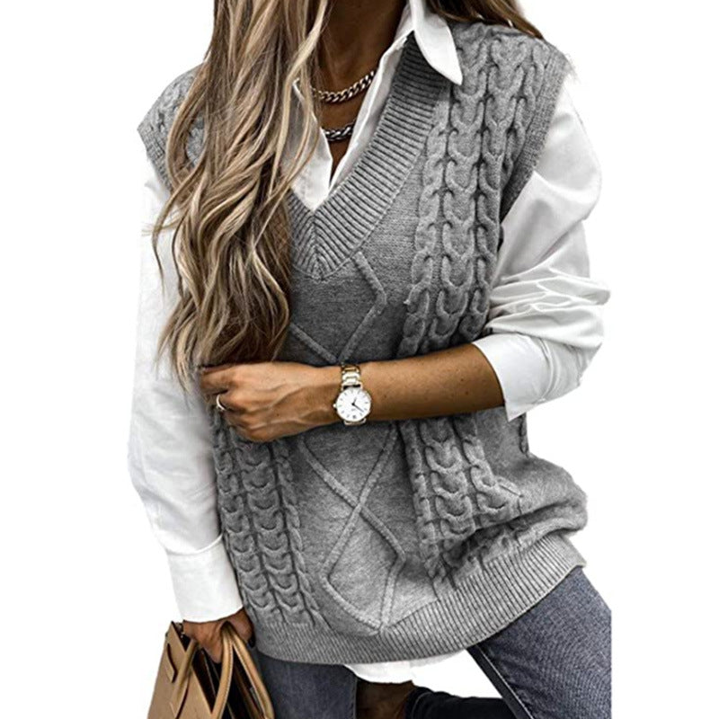 Sweater Vest Women's Vest V-neck Sleeveless