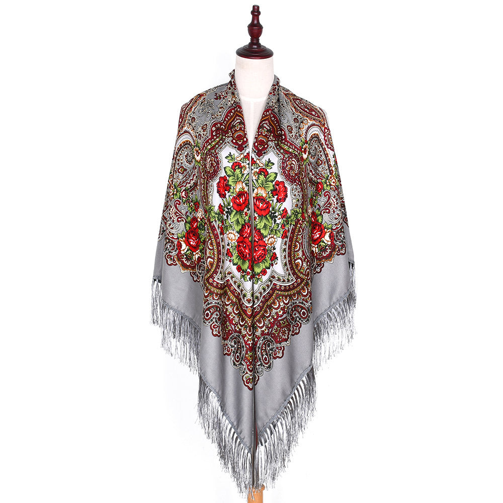 Vintage Twill Tassel Ethnic Style Shawl