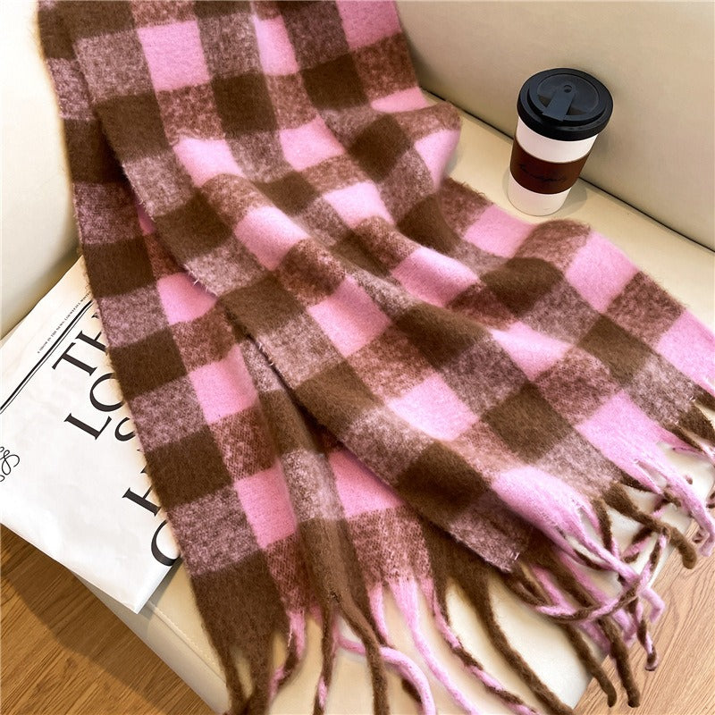 Extended scarf winter women's plaid scarf shawl dual purpose men's scarf British style imitation cashmere scarf