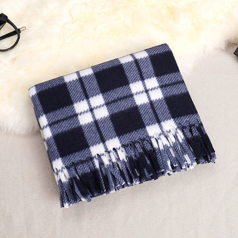 Autumn And Winter Classic Plaid Double-sided Velvet Gift Men's Warm Scarf Women's Shawl