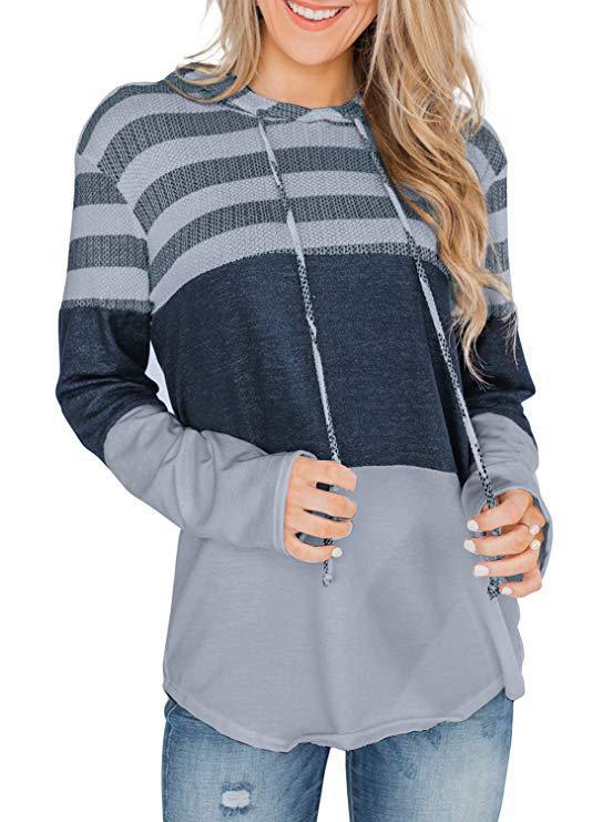 ChicLoose: New top with a loose design hoodie, pullover with long sleeves, contrast sweatshirt, and striped sweater for a stylish look.