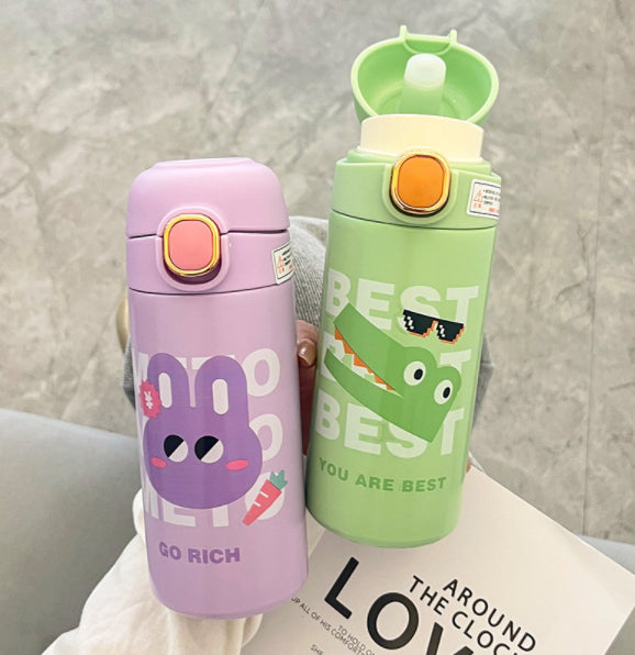 Candy Color Cute Student Cartoon Thermal Mug Children Baby Drinking Water Straight Drink Cup