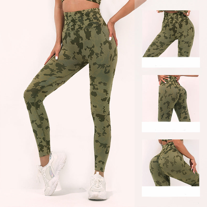 Modische Yogahosen mit Camouflage-Print, hohe Taille, nahtlose Leggings, Stretch-Butt-Lift, Laufsport, Fitnesshose für Damenbekleidung