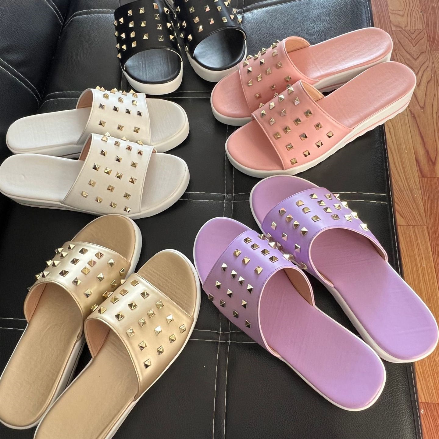 Women's Summer Wedge Rivet Flip Flops