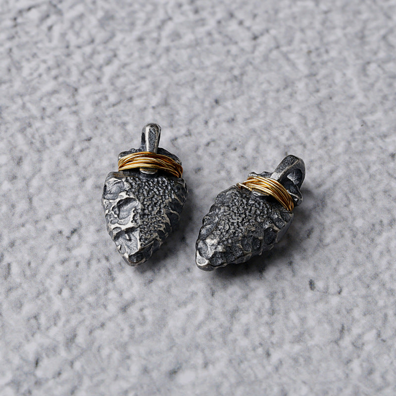 S925 Silver Meteorite Arrow Hand-wound Side Hanging Pendant Beads Accessories Pendant