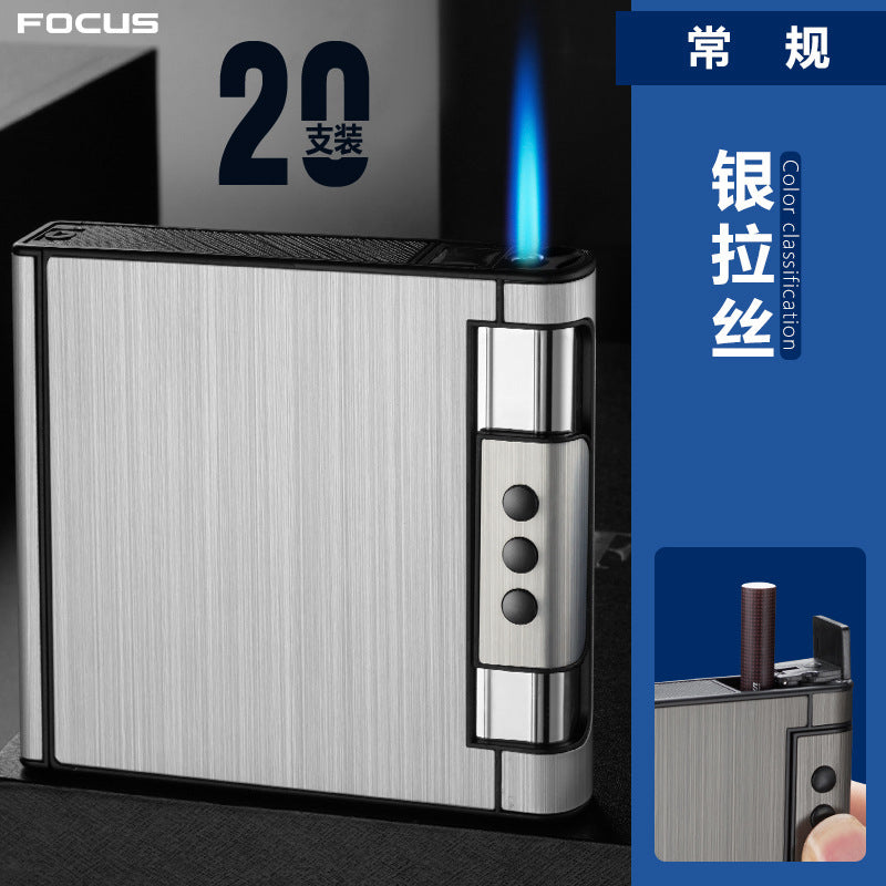 Creative Men's Portable 20 PCs Cigarette Case With Gas Lighters