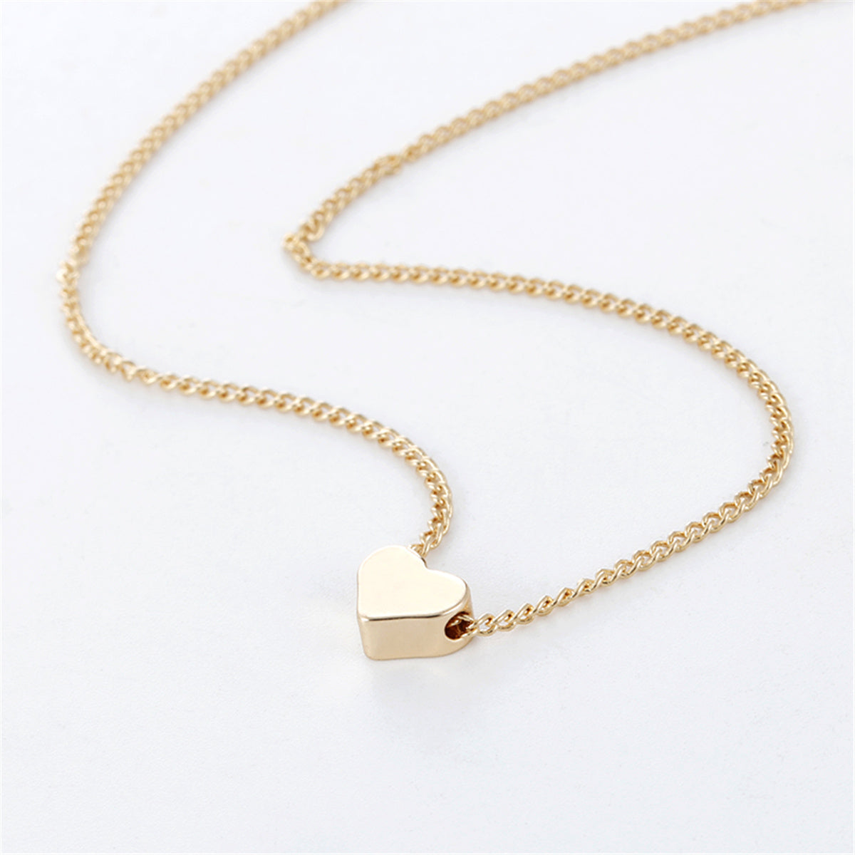 Simple Fashion Gold Color Double-sided Love Pendant Necklaces Clavicle Chains Necklace Women Jewelry Valentines Day Gift