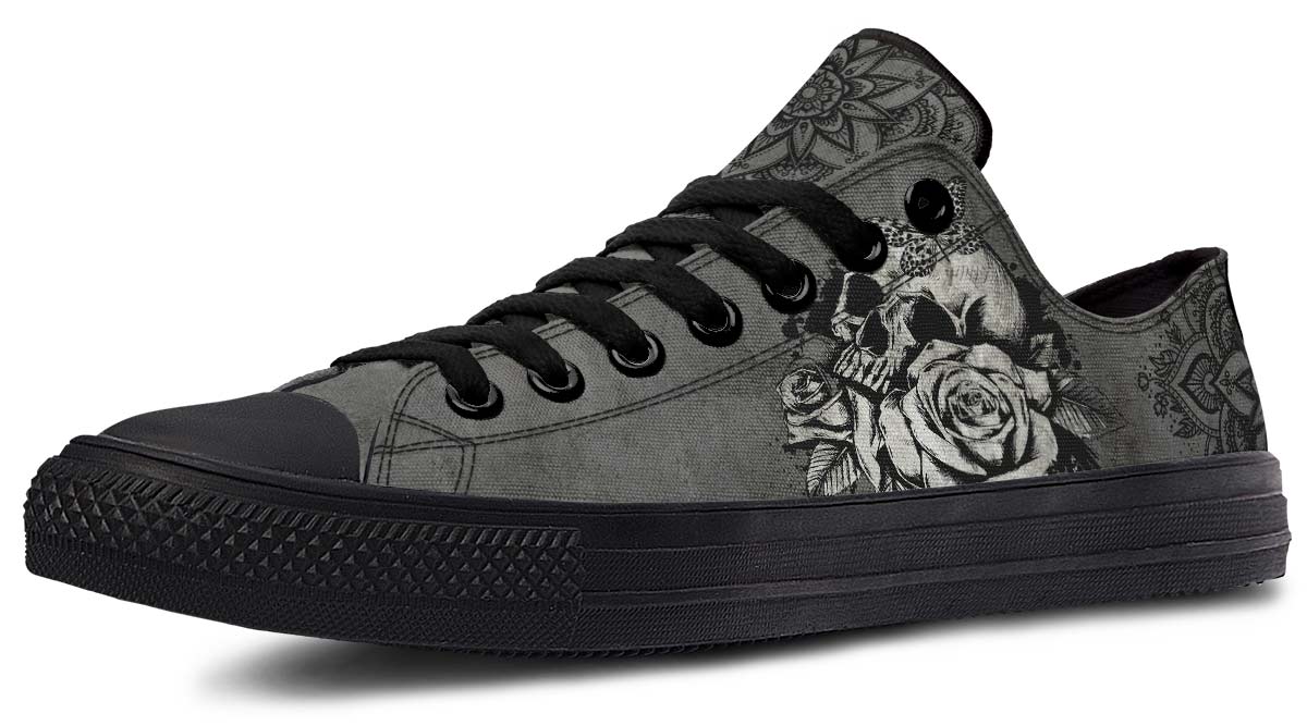 UrbanKicks Black Flower Fashion Printed Couple High Top Canvas Shoes