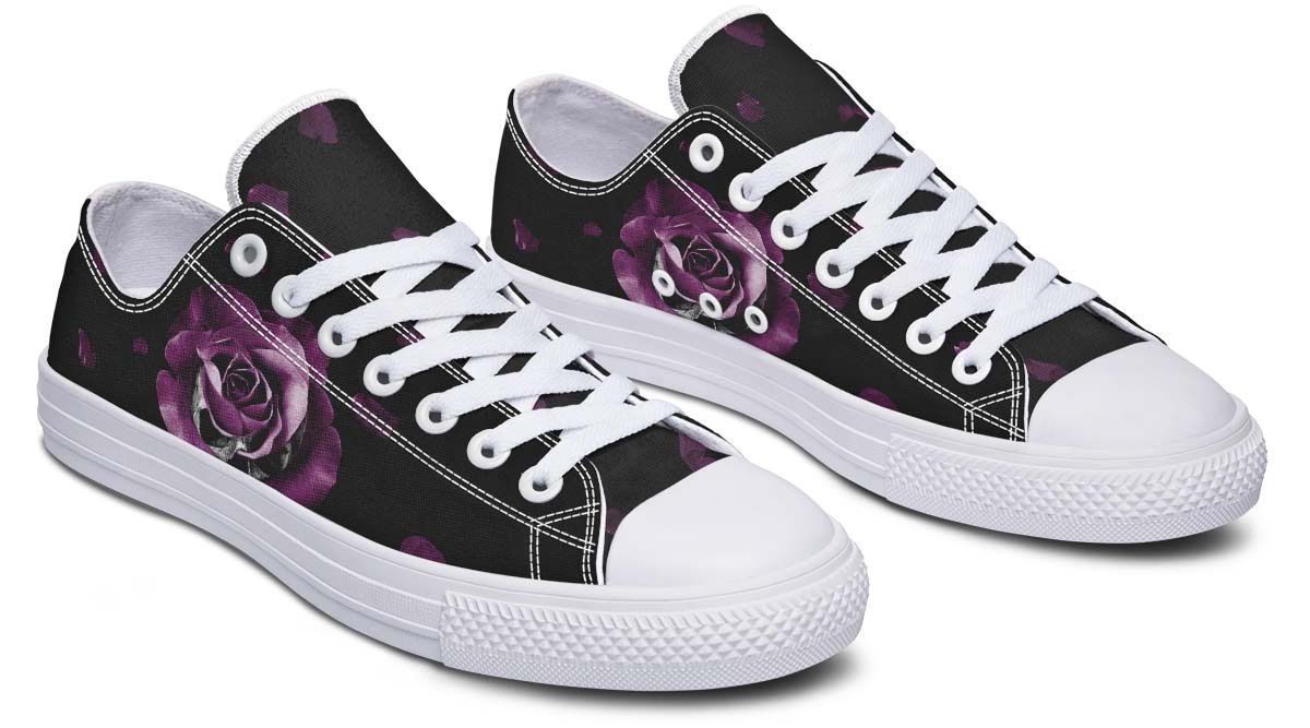 UrbanKicks Purple Rose Fashion Printed Couple High Top Canvas Shoes