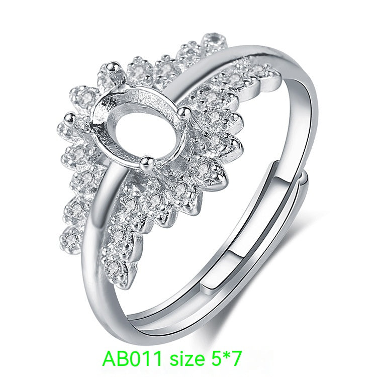 925 Silver Plating 18k Platinum Ring Frame Accessories