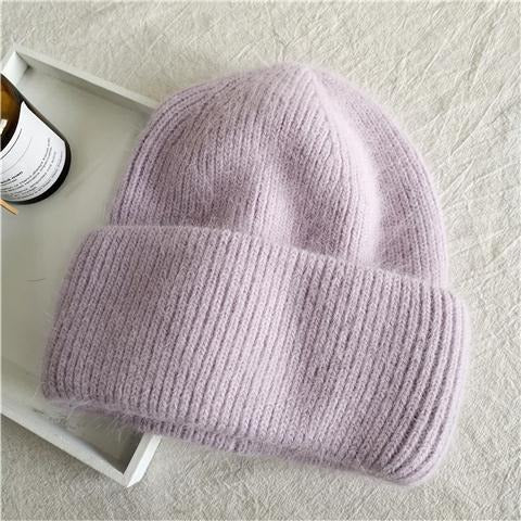 Rabbit Hair Hat Female Winter Ear Protection Warm Fashion Magnanimous Plush Knitted Wool Cap New Cold Cap