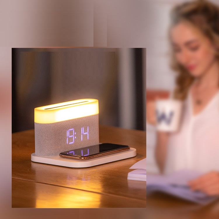 Table Lamp Bedroom Desktop Bedside Lamp Clock Four-in-one Wireless Phone Charger