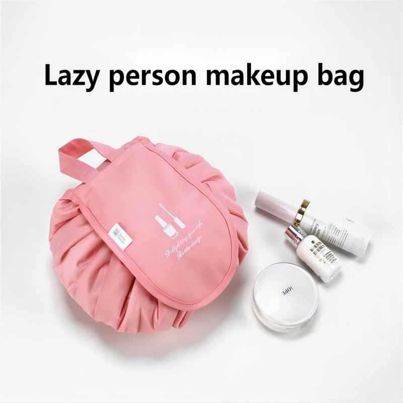 Lazy Make-up-Taschen für unterwegs, mit großem Fassungsvermögen, wasserdicht, tragbar, mit Kordelzug, Make-up-Kulturtasche