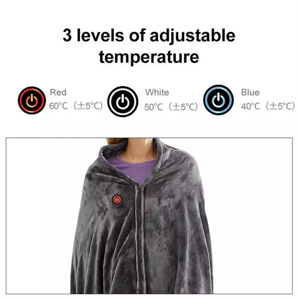 Electric Outer Shawl Blanket Coral Velvet Warm Wrap Cape Cloak USB Charging Heating Blanket Cold Insulation Blanket