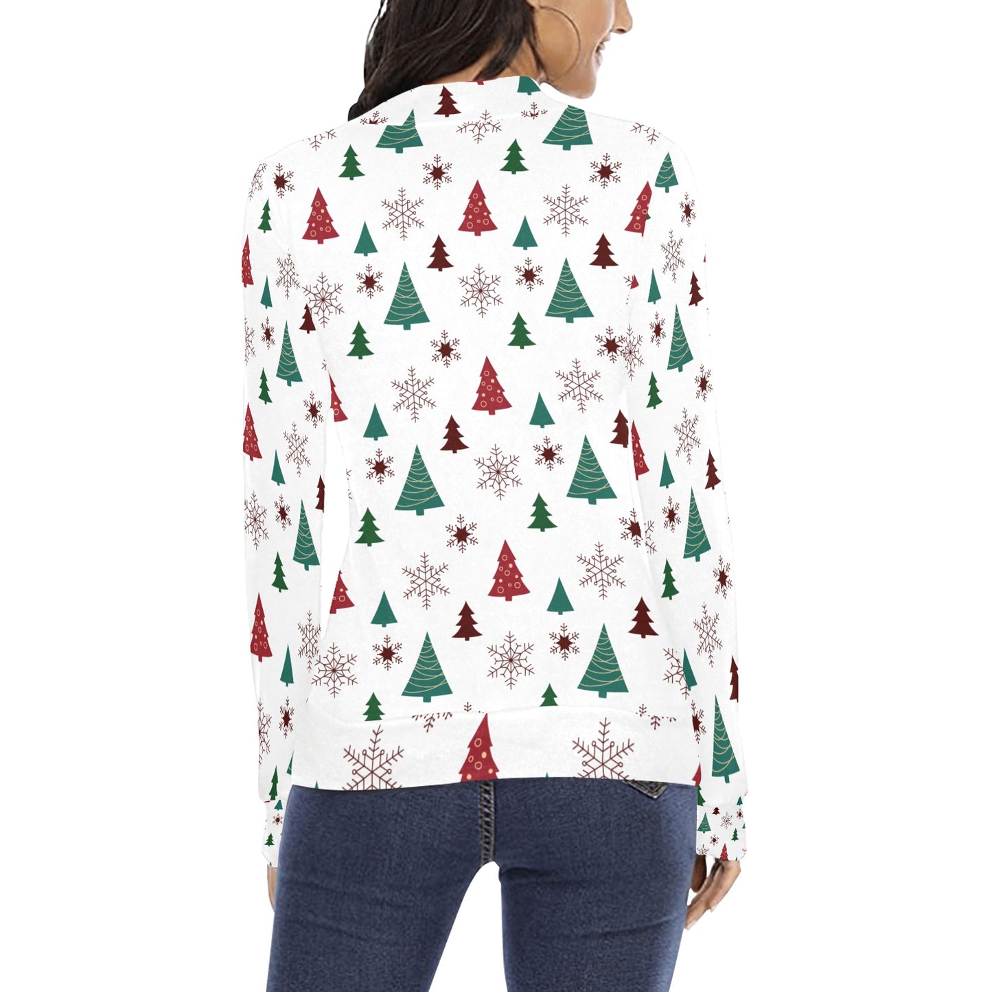 CWS Cozy Sweaters Women's All Over Print Mock Neck Festive Sweater by Cozy Winter Store