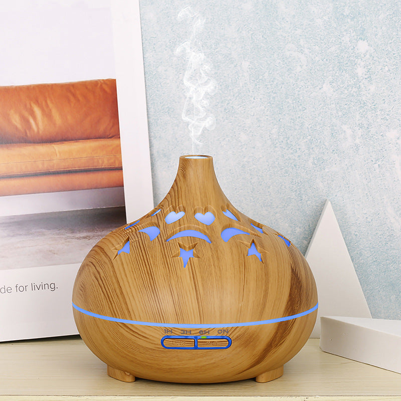 Large Capacity Wood Grain 122 Aroma Diffuser Hollow Humidifier Automatic Fragrance Desktop Home Essential Oil Ultrasonic