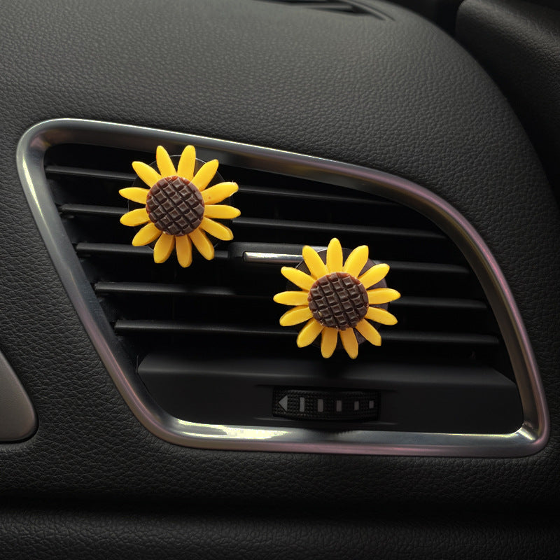 Enhance Your Car with Sunflower Flower Perfume Decoration Vent Clip by Essence Elysium.