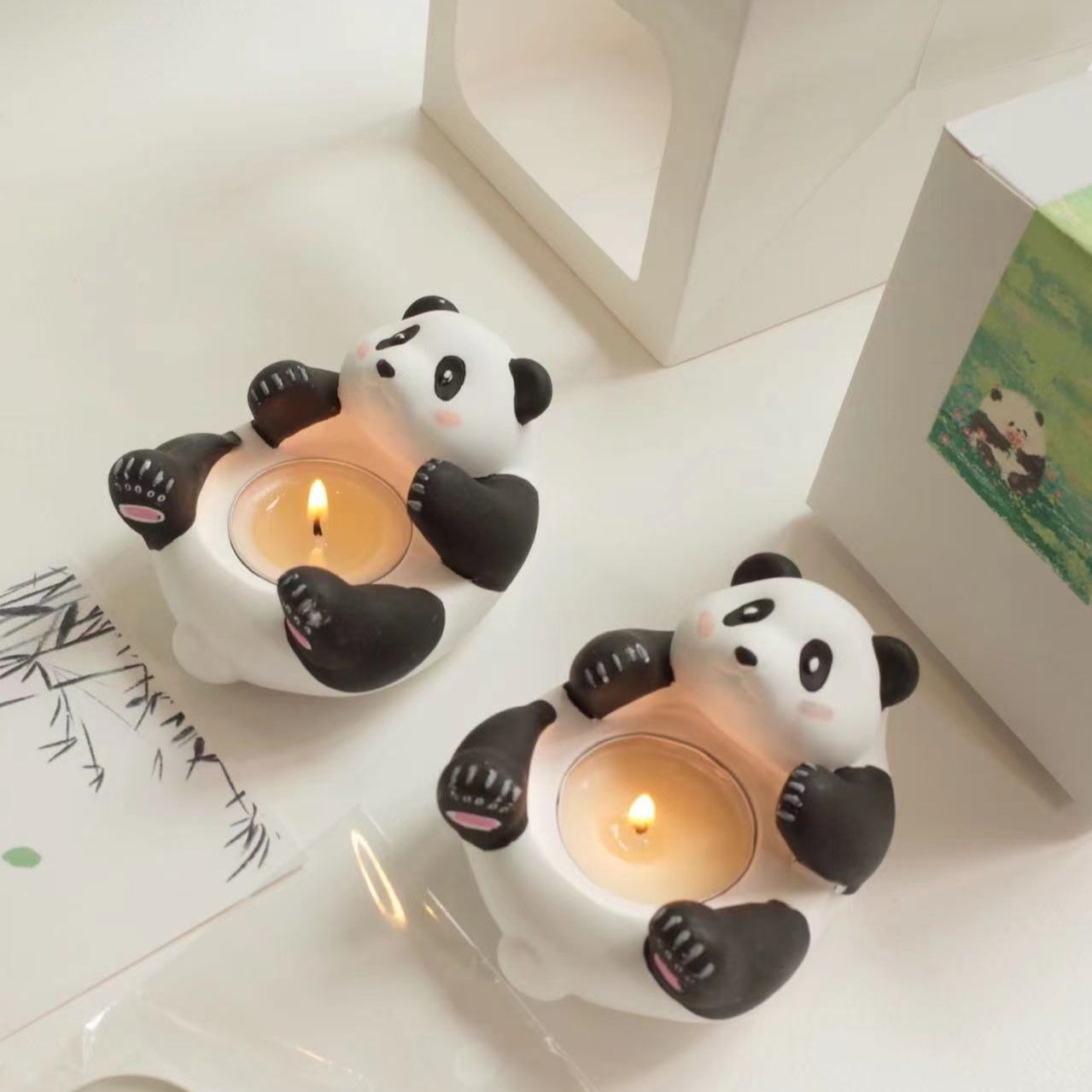 Cartoon Niedlichen Panda Aromatherapie Gips Kerzenständer