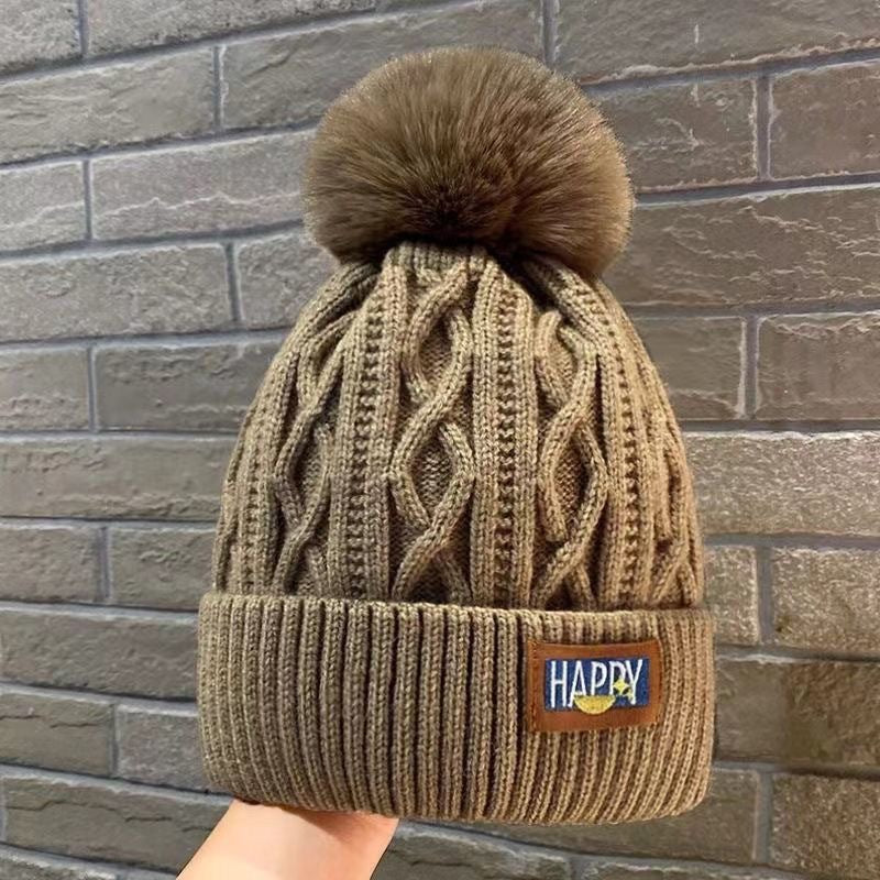 Winter Fleece-lined Woolen Thickened Warm Knitted Hat