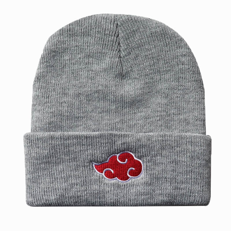 Autumn Winter Anime Hat Akatsuki Cosplay Red Cloud Embroidery Knitted Hat Woolen Cap Keep Warm Unisex