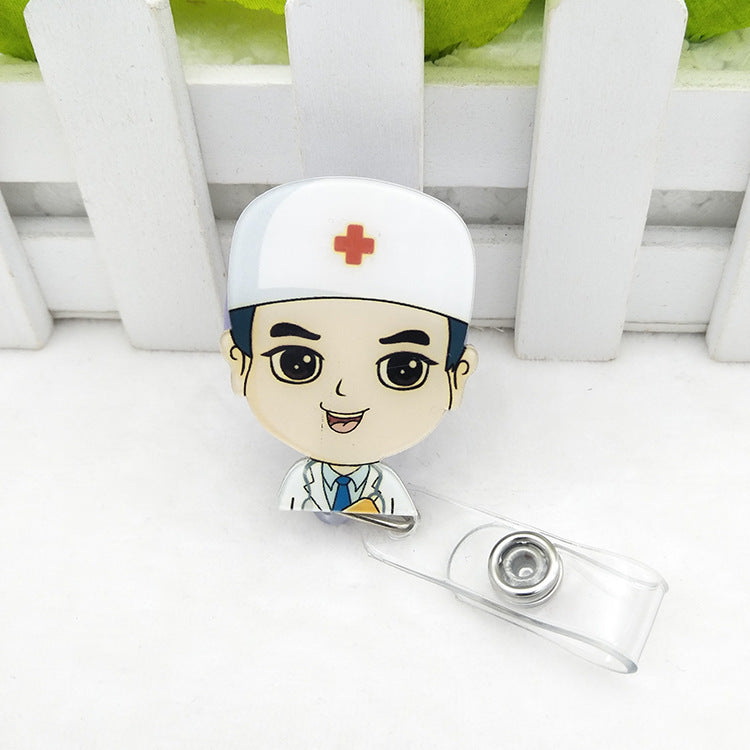 Acrylic Nurse Badge Easy Pull Buckle Cartoon ID Buckle Retractable Buckle Lanyard