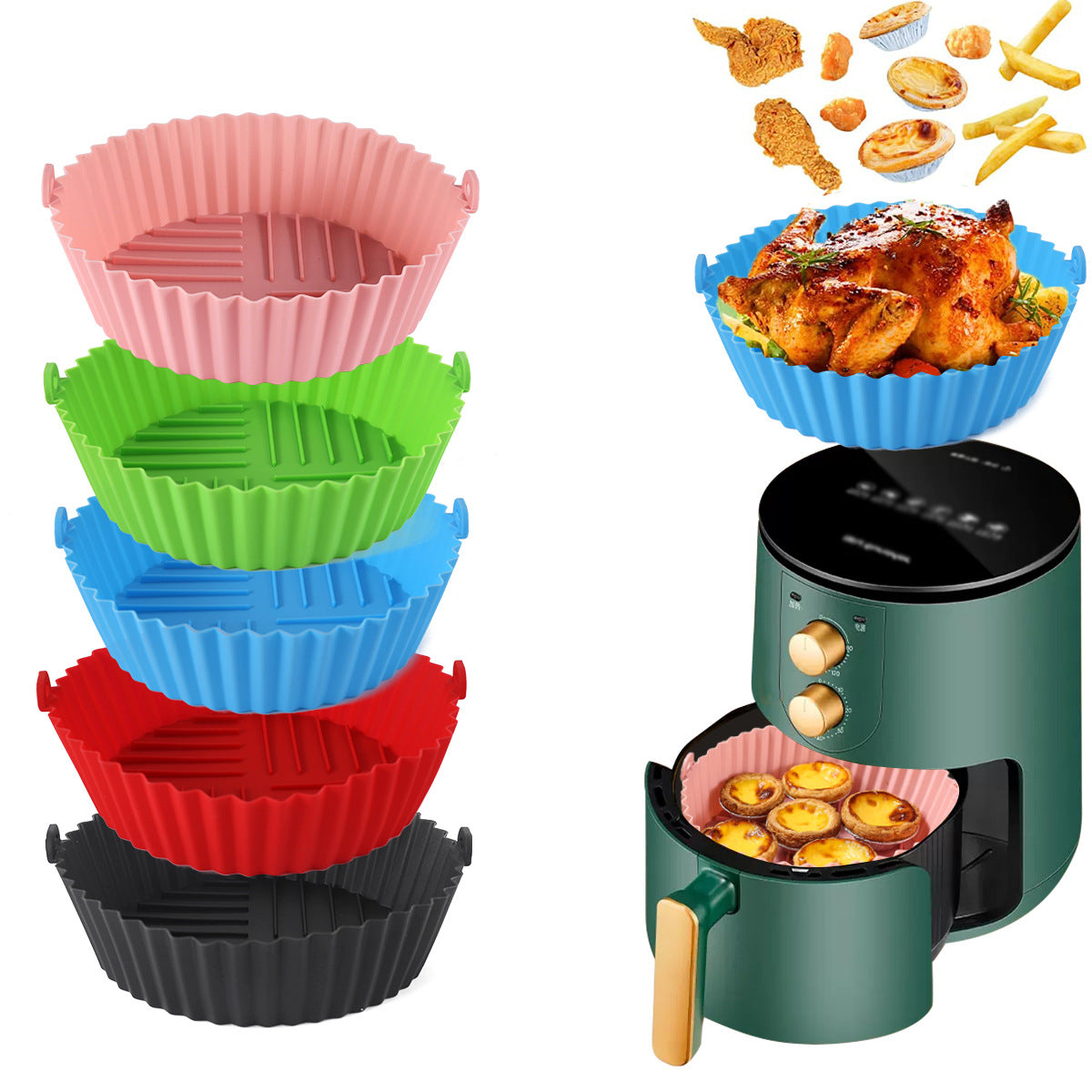 Essbares, rundes Airfryer-Tablett aus Silikon