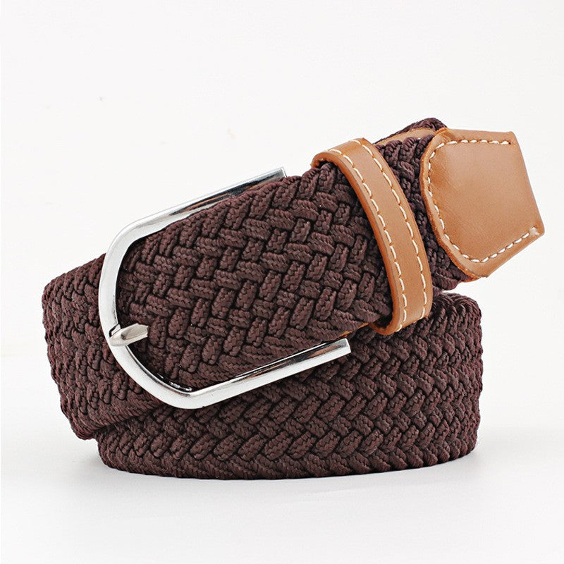 Women's Canvas Belt Student Pants Casual Stretch Braided Needle Buckle