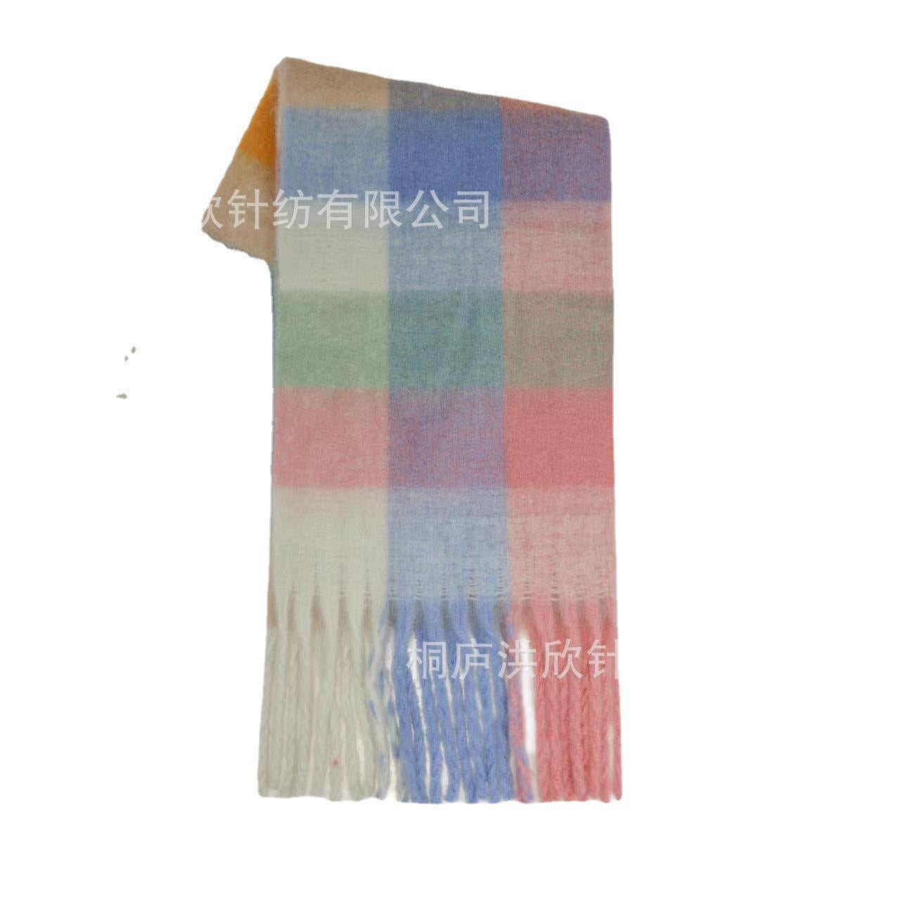 Men's and Women's Autumn and Winter Fashion Warm Rainbow Plaid Shawl Versatile Tassel Scarf