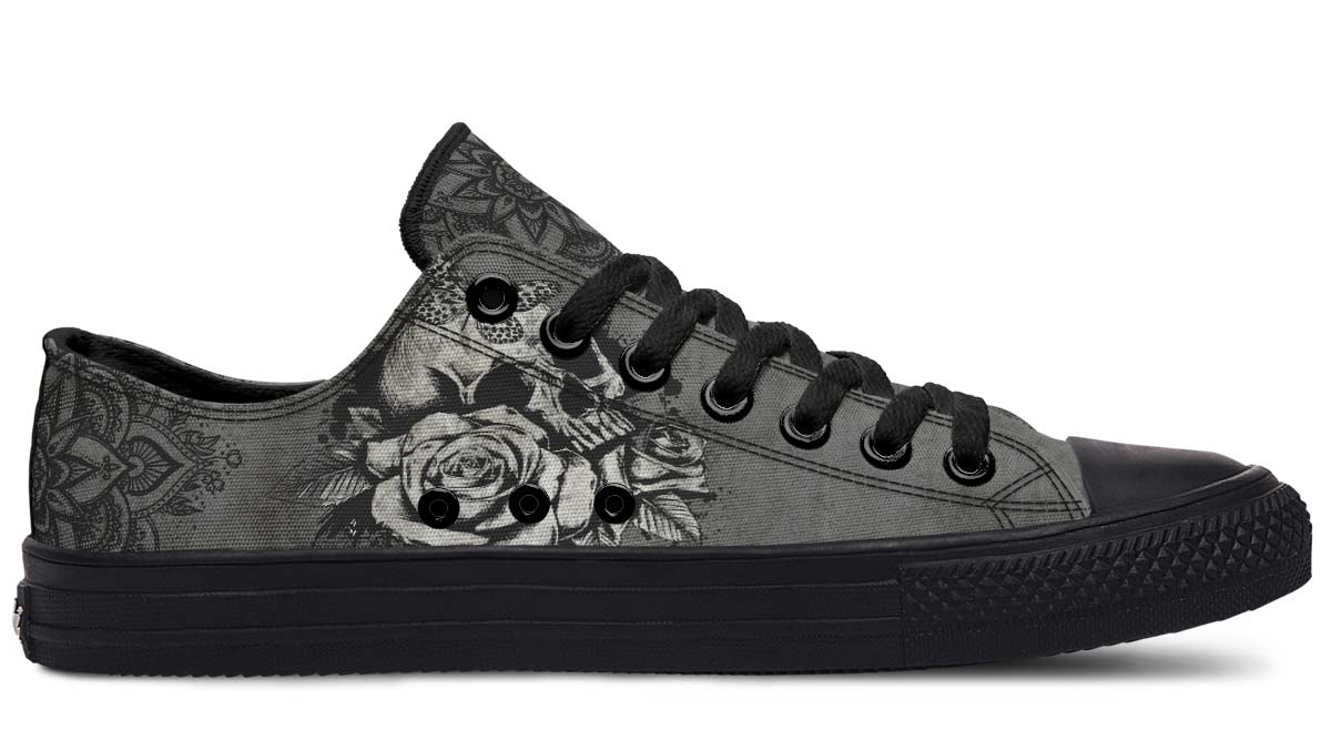 UrbanKicks Black Flower Fashion Printed Couple High Top Canvas Shoes