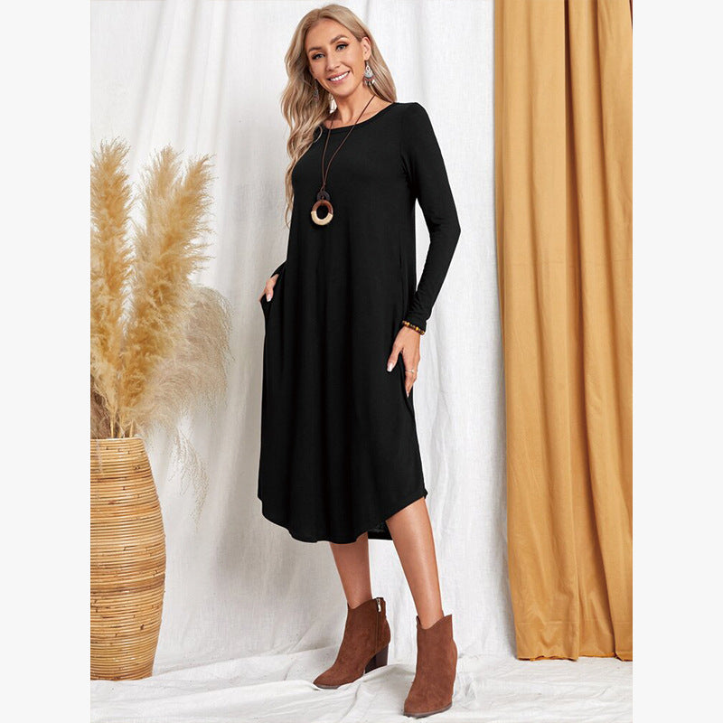 Women's Solid Color Casual Long Sleeve Dress