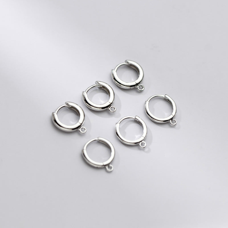 Women's Silver Round Earrings With Ring Ear Clip