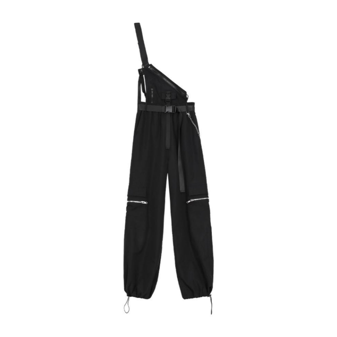 Detachable Suspender Pants Women's High Waist