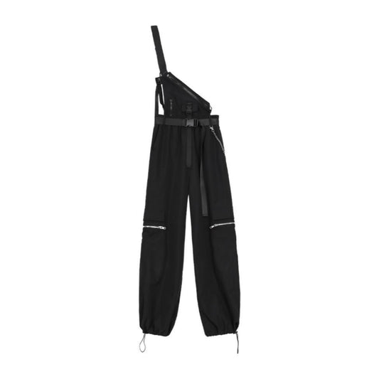 Detachable Suspender Pants Women's High Waist