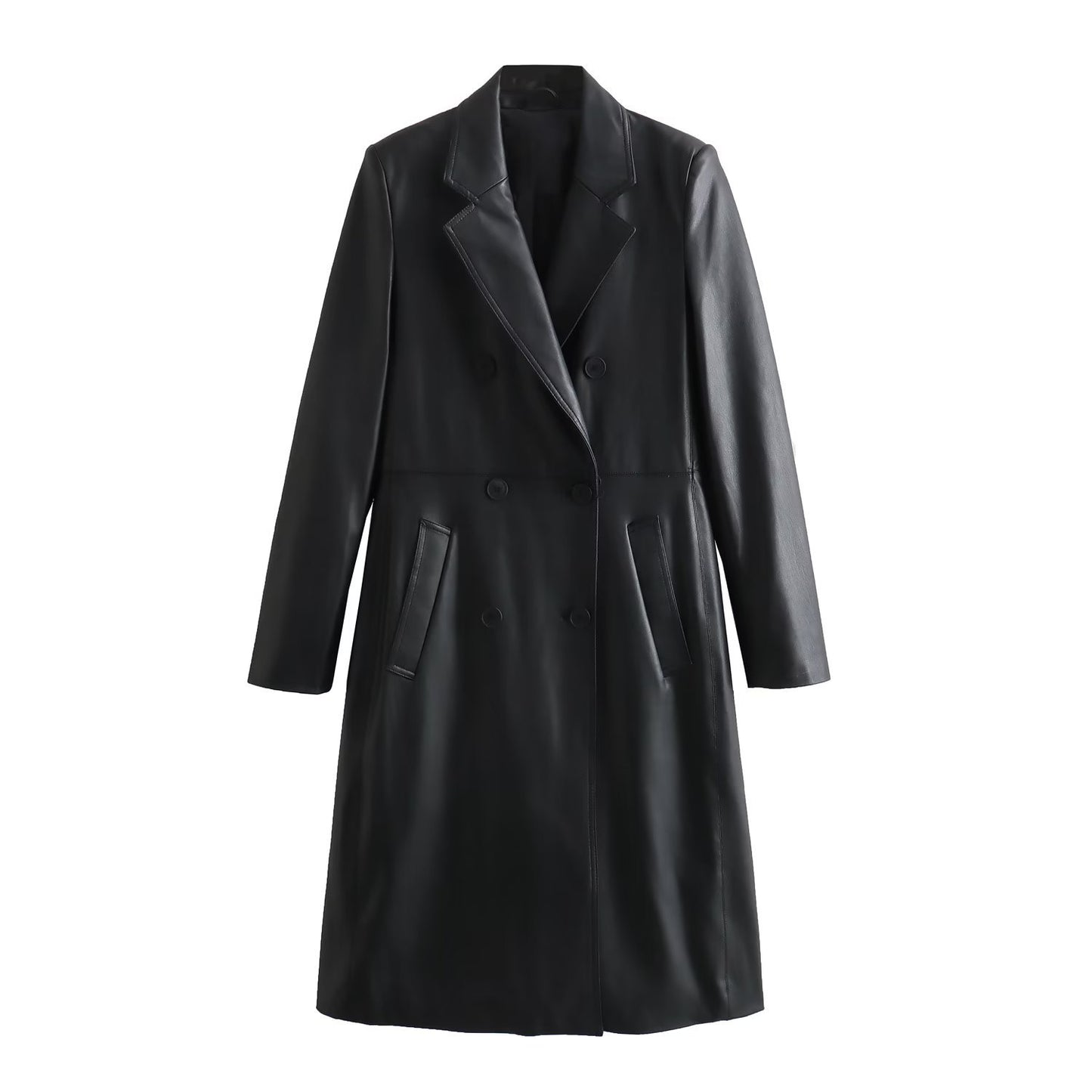 Urban Edge: Loose and casual imitation leather coat for women's autumn and winter fashion.