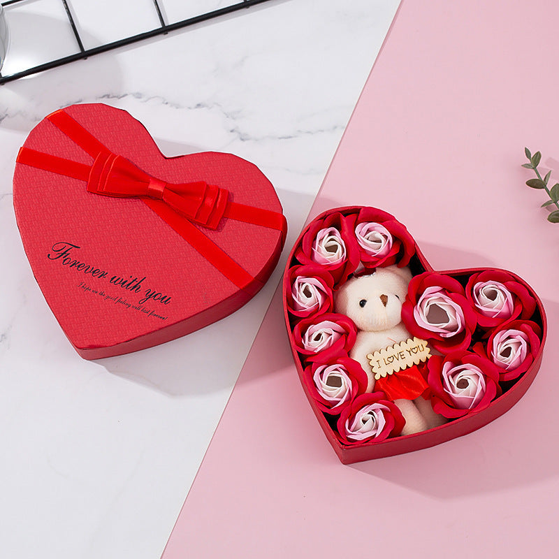 Herzförmige Rose Rote Geschenkbox Neujahr Weihnachtsgeschenkbox Valentinstag Weihnachtsgeschenk Muttertag Geburtstagsgeschenk