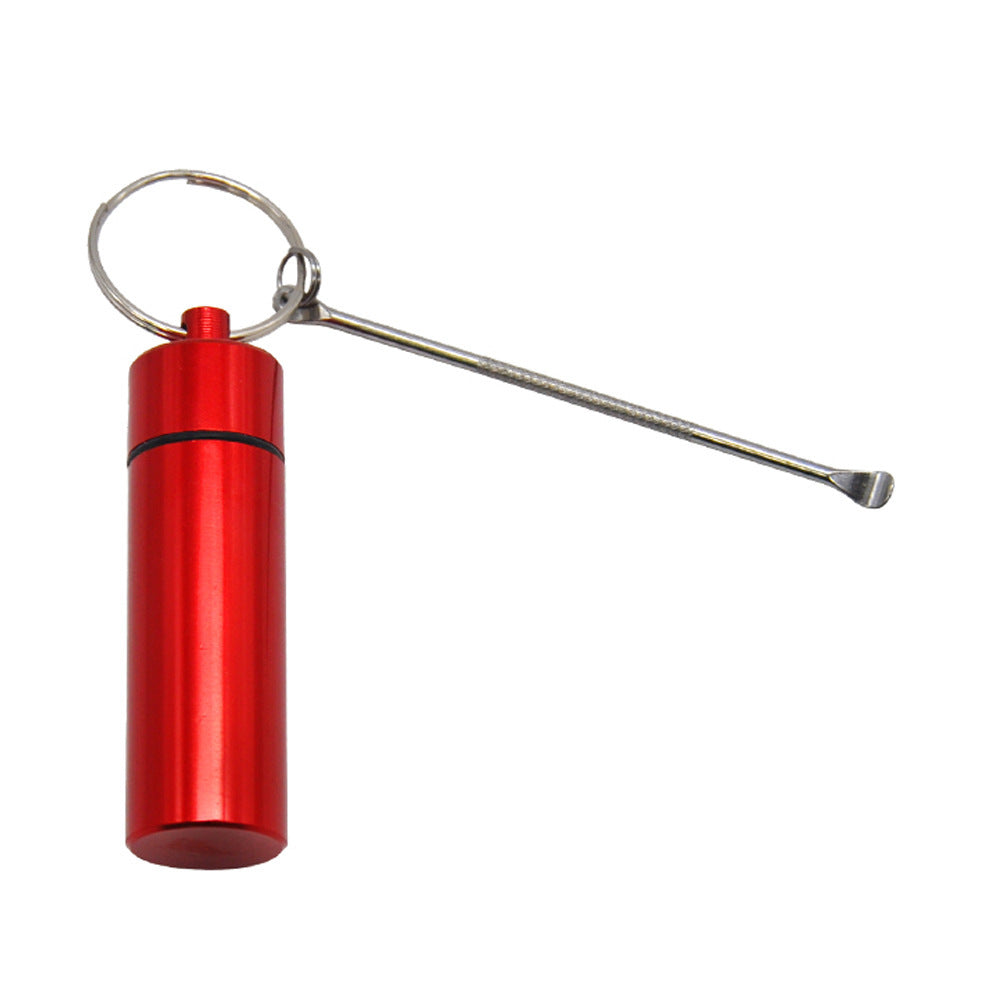 Aluminum Storage Bottle With Spoon And Keychain Portable Medicine Box