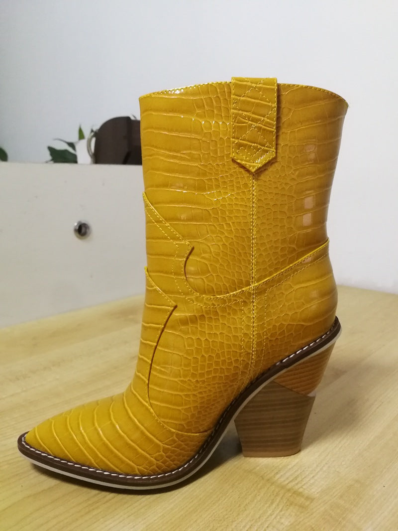 Snake print women's boots