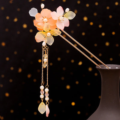 Women's Ancient Style Fairy Gas Plate Flower Hair Accessories Tassel Hairpin