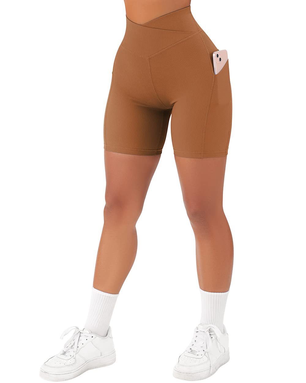 Women's Cross Sports Tight Short Belt Pockets