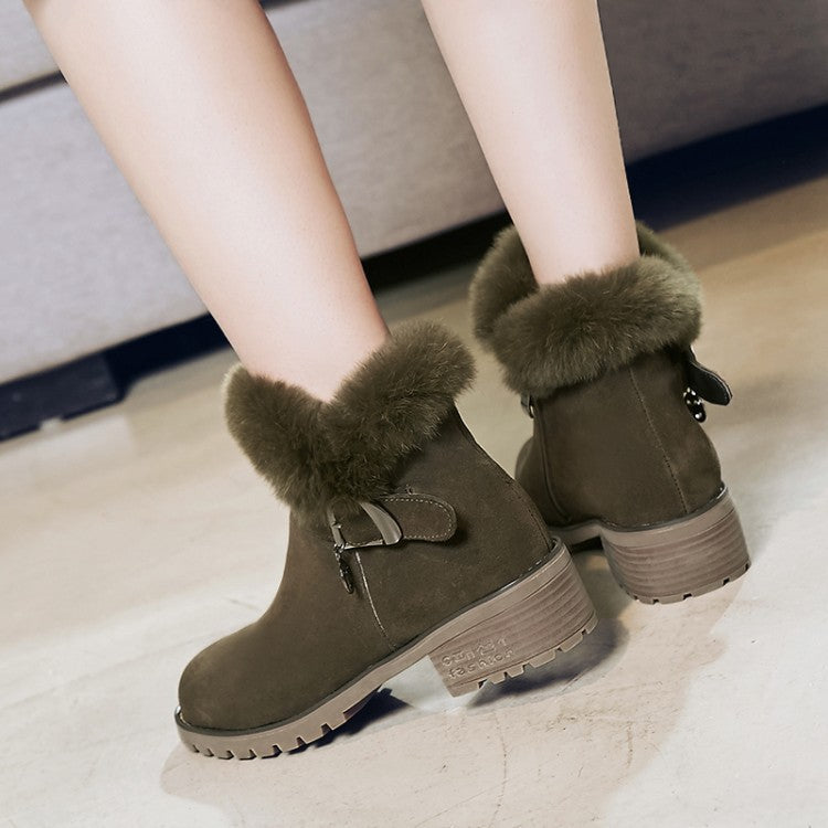 Real rabbit side zipper boots