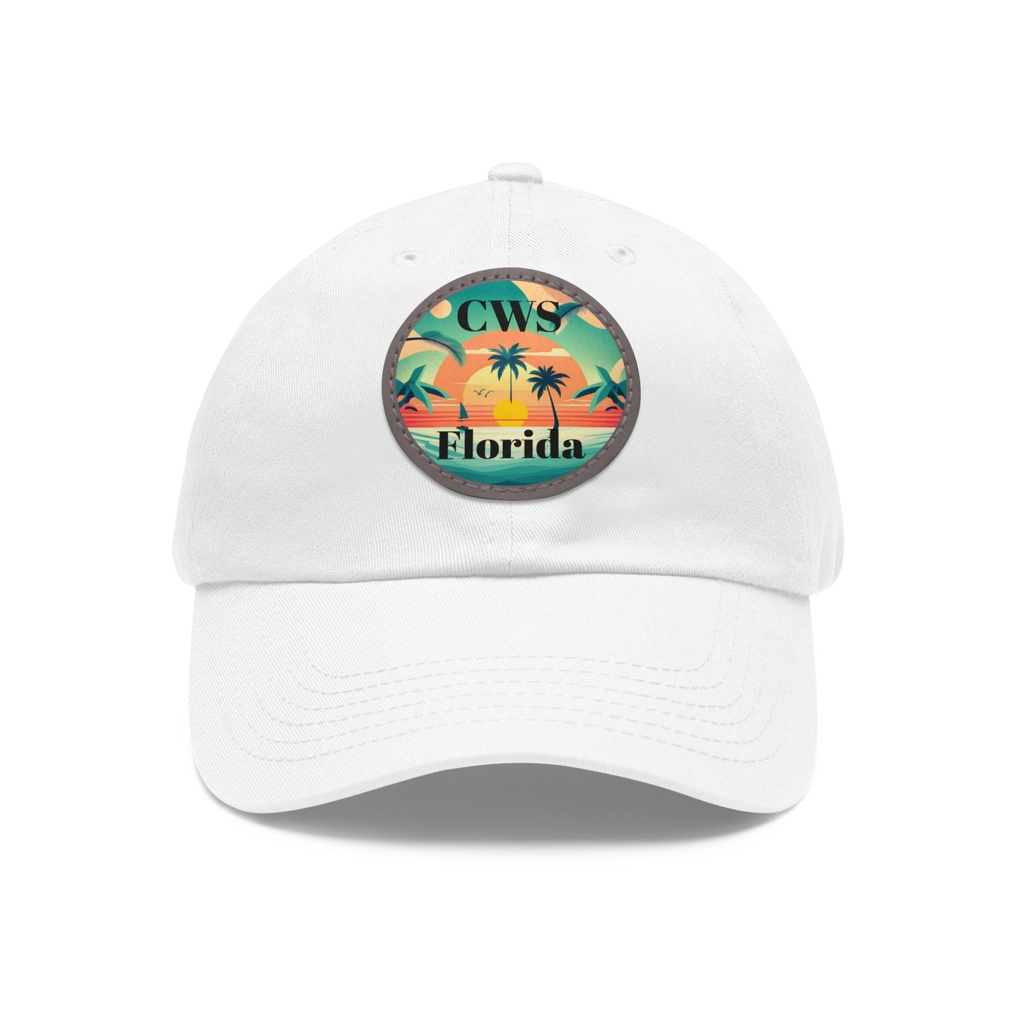 CWS Florida Palm Beach Dad Hat with Leather Patch (Round) By Cozy Winter Store (ships within USA only)