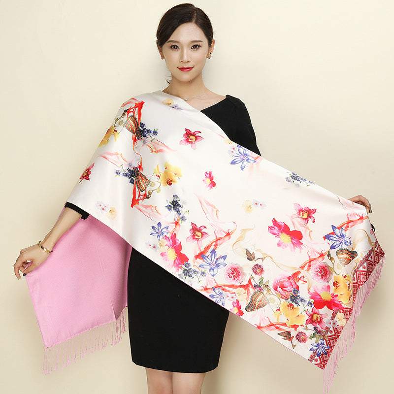 With a cheongsam shawl