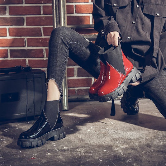 DocStride's BritRise Platform Boots - Combine British style with modern flair in our platform boots, perfect for adding height and sophistication to any outfit.