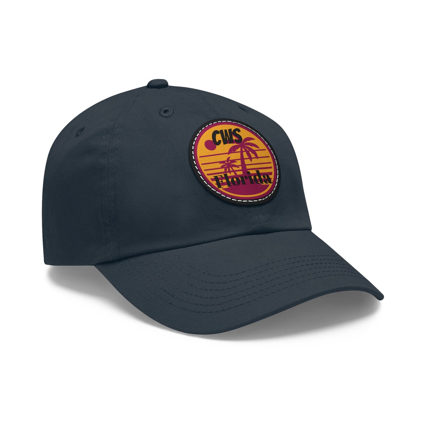 CWS Florida Palm Trees Dad Hat with Leather Patch (Round) By Cozy Winter Store (ships within USA only)