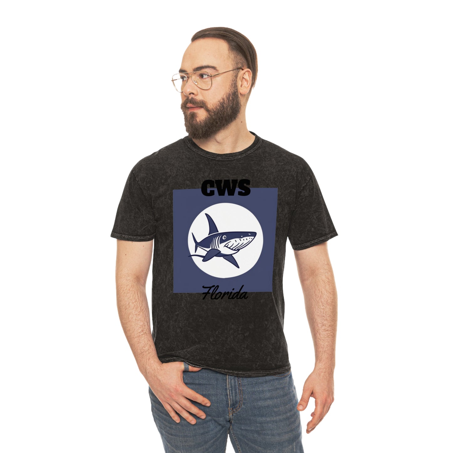 CWS Florida Gray Shark Unisex Mineral Wash T-Shirt By Cozy Winter Store ( ships within USA only)