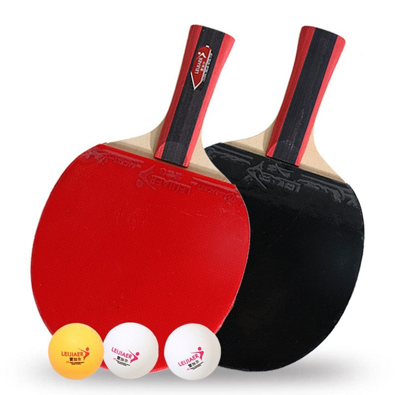 Table tennis racket with two rackets and three balls