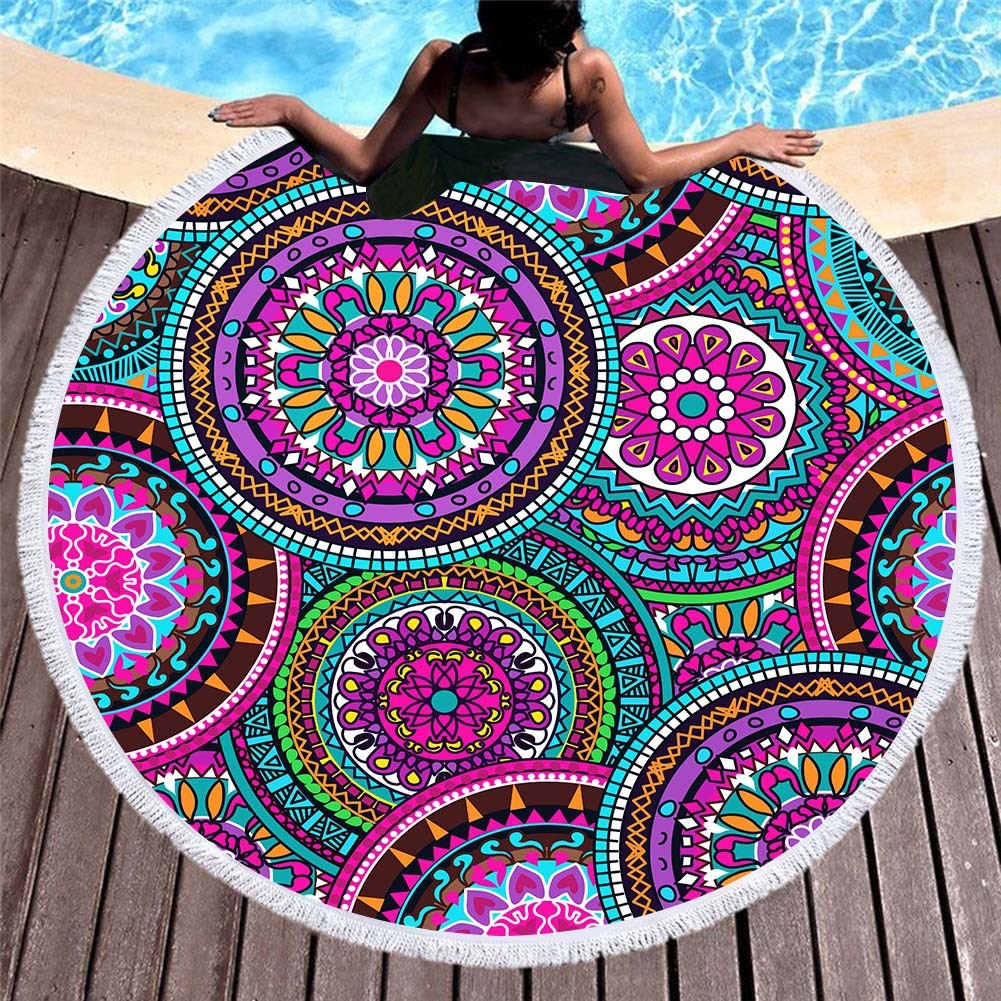 Circular macharo beach towel microfiber digital printing beach towel