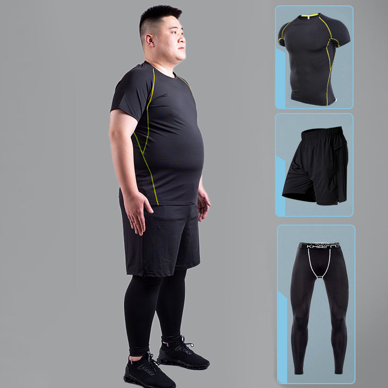 Male fat man high elastic quick-drying clothes plus size fitness suit