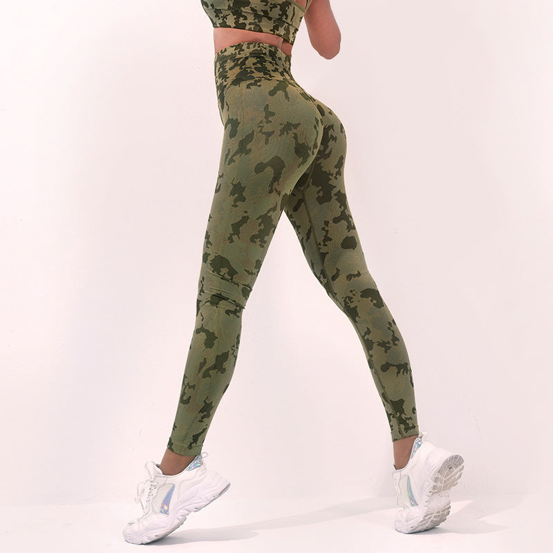 Modische Yogahosen mit Camouflage-Print, hohe Taille, nahtlose Leggings, Stretch-Butt-Lift, Laufsport, Fitnesshose für Damenbekleidung